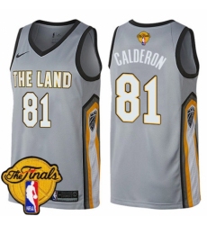 Men's Nike Cleveland Cavaliers #81 Jose Calderon Swingman Gray 2018 NBA Finals Bound NBA Jersey - City Edition