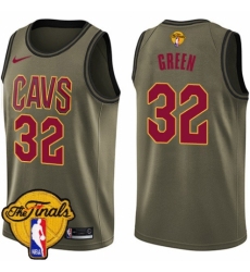 Youth Nike Cleveland Cavaliers #32 Jeff Green Swingman Green Salute to Service 2018 NBA Finals Bound NBA Jersey