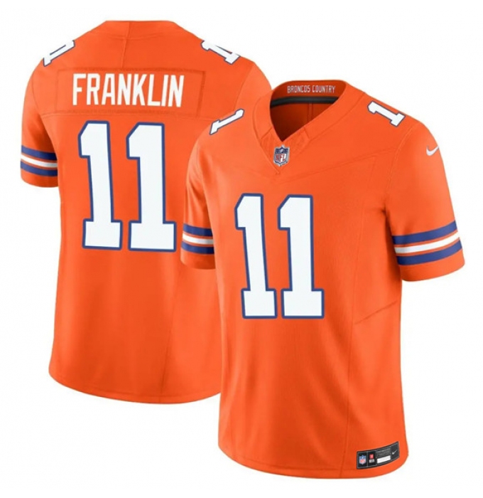 Men's Denver Broncos #11 Troy Franklin Orange F.U.S.E. Mile High Collection 1977 Throwback Vapor Limited Football Stitched Jersey