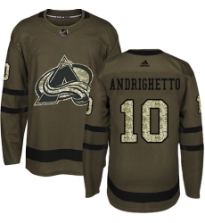 Youth Adidas Colorado Avalanche #10 Sven Andrighetto Premier Green Salute to Service NHL Jersey