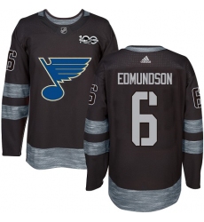 Men's Adidas St. Louis Blues #6 Joel Edmundson Authentic Black 1917-2017 100th Anniversary NHL Jersey