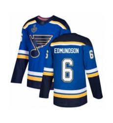 Men's St. Louis Blues #6 Joel Edmundson Authentic Royal Blue Home 2019 Stanley Cup Final Bound Hockey Jersey