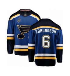 Men's St. Louis Blues #6 Joel Edmundson Fanatics Branded Royal Blue Home Breakaway 2019 Stanley Cup Final Bound Hockey Jersey