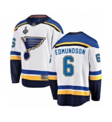 Men's St. Louis Blues #6 Joel Edmundson Fanatics Branded White Away Breakaway 2019 Stanley Cup Final Bound Hockey Jersey