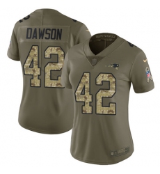 Women's Nike New England Patriots #42 Duke Dawson Limited Olive Camo 2017 Salute to Service NFL Jersey