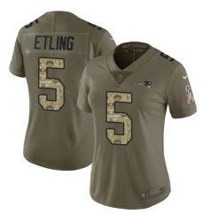Women's Nike New England Patriots #5 Danny Etling Limited Olive Camo 2017 Salute to Service NFL Jersey