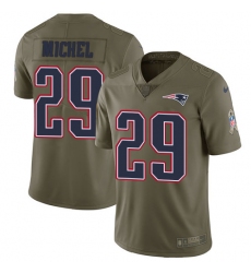 Youth Nike New England Patriots #29 Sony Michel Limited Olive 2017 Salute to Service NFL Jersey