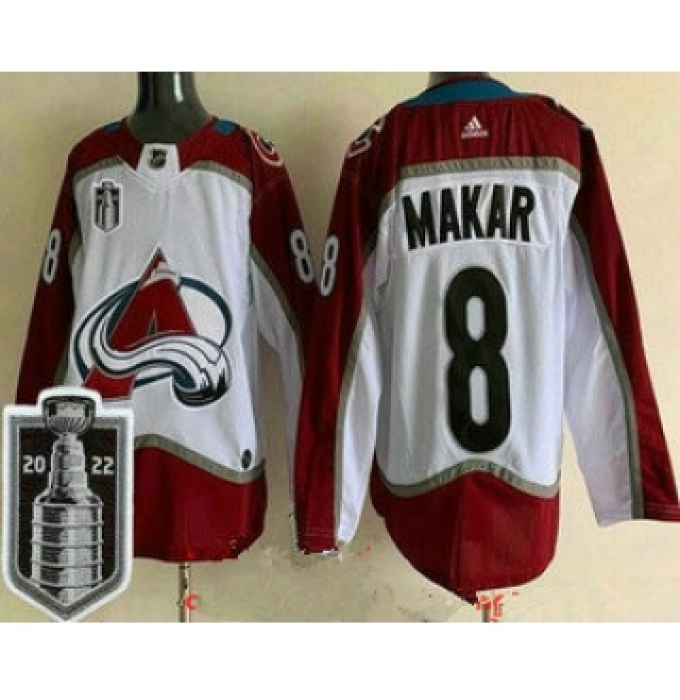 Men's Colorado Avalanche #8 Cale Makar White 2022 Stanley Cup Stitched Jersey