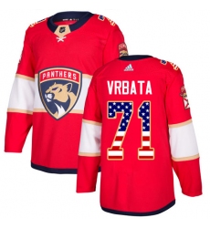 Men's Adidas Florida Panthers #71 Radim Vrbata Authentic Red USA Flag Fashion NHL Jersey