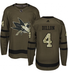 Men's Adidas San Jose Sharks #4 Brenden Dillon Premier Green Salute to Service NHL Jersey