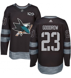 Men's Adidas San Jose Sharks #23 Barclay Goodrow Authentic Black 1917-2017 100th Anniversary NHL Jersey