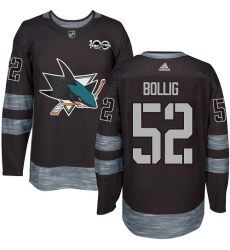 Men's Adidas San Jose Sharks #52 Brandon Bollig Premier Black 1917-2017 100th Anniversary NHL Jersey