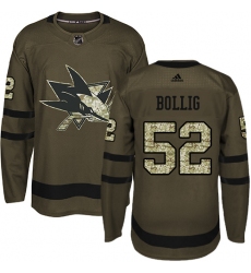 Youth Adidas San Jose Sharks #52 Brandon Bollig Premier Green Salute to Service NHL Jersey