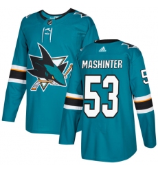Youth Adidas San Jose Sharks #53 Brandon Mashinter Premier Teal Green Home NHL Jersey