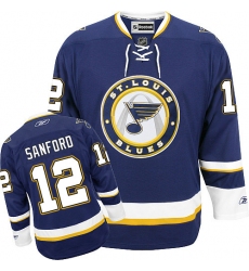 Women's Reebok St. Louis Blues #12 Zach Sanford Authentic Navy Blue Third NHL Jersey