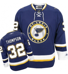 Men's Reebok St. Louis Blues #32 Tage Thompson Authentic Navy Blue Third NHL Jersey