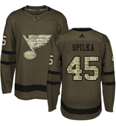 Youth Adidas St. Louis Blues #45 Luke Opilka Premier Green Salute to Service NHL Jersey