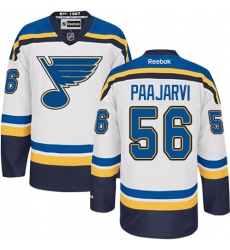 Women's Reebok St. Louis Blues #56 Magnus Paajarvi Authentic White Away NHL Jersey