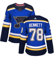 Women's Adidas St. Louis Blues #78 Beau Bennett Premier Royal Blue Home NHL Jersey
