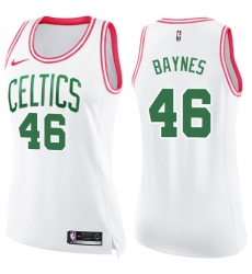 Women's Nike Boston Celtics #46 Aron Baynes Swingman White/Pink Fashion NBA Jersey