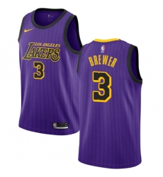 Youth Nike Los Angeles Lakers #3 Corey Brewer Swingman Purple NBA Jersey - City Edition
