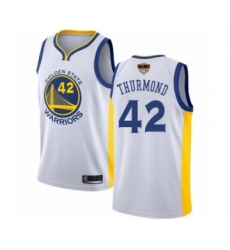 Men's Golden State Warriors #42 Nate Thurmond Swingman White 2019 Basketball Finals Bound Basketball Jersey - Association Edition