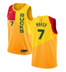 Women's Nike Milwaukee Bucks #7 Thon Maker Swingman Yellow NBA Jersey - City Edition