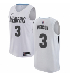 Men's Nike Memphis Grizzlies #3 Allen Iverson Authentic White NBA Jersey - City Edition