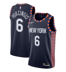 Youth Nike New York Knicks #6 Kristaps Porzingis Swingman Navy Blue NBA Jersey - 2018 19 City Edition