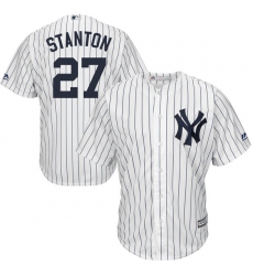 Men's Majestic New York Yankees #27 Giancarlo Stanton Replica White Home MLB Jersey