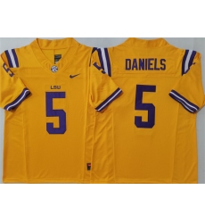 Men's LSU Tigers #5 Jayden Daniels Yellow F.U.S.E. Stitched Jersey