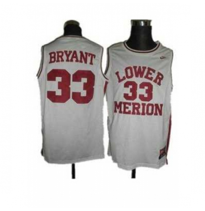 Merion #33 Kobe Bryant White Basketball Embroidered NCAA Jersey