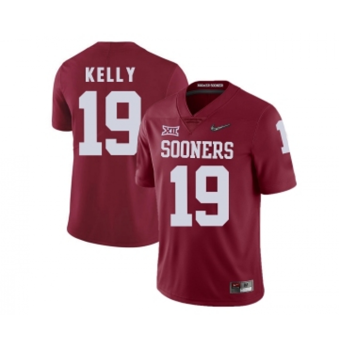 Oklahoma Sooners 19 Caleb Kelly Red With Diamond Logo College Football Jersey