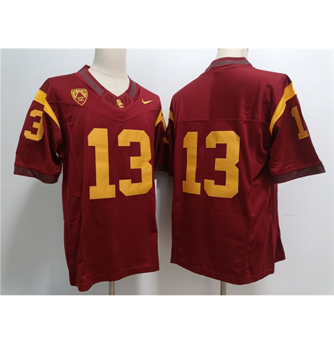 Men's USC Trojans #13 Caleb Williams Red Stitched Jersey