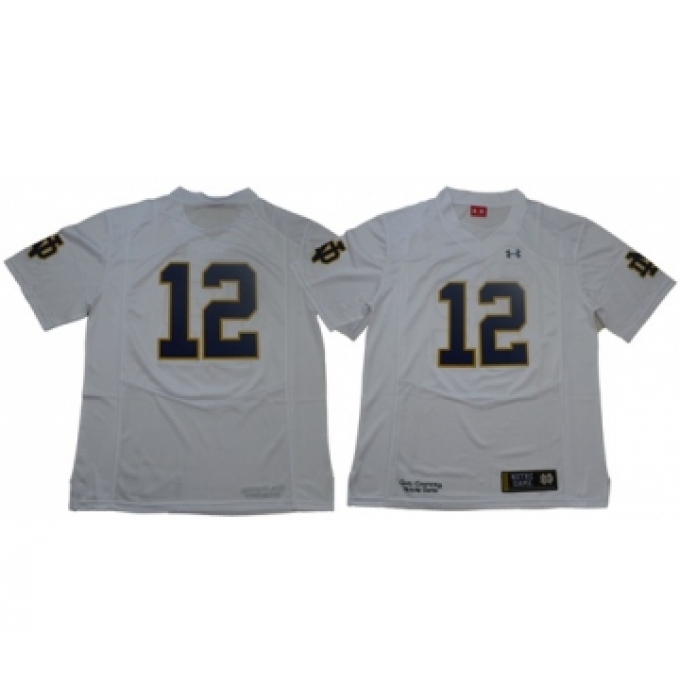 Fighting Irish #12 Ian Book White Limited Stitched NCAA Jersey