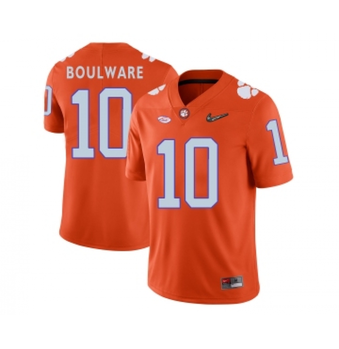 Clemson Tigers 10 Ben Boulware Orange With Diamond Logo College Football Jersey