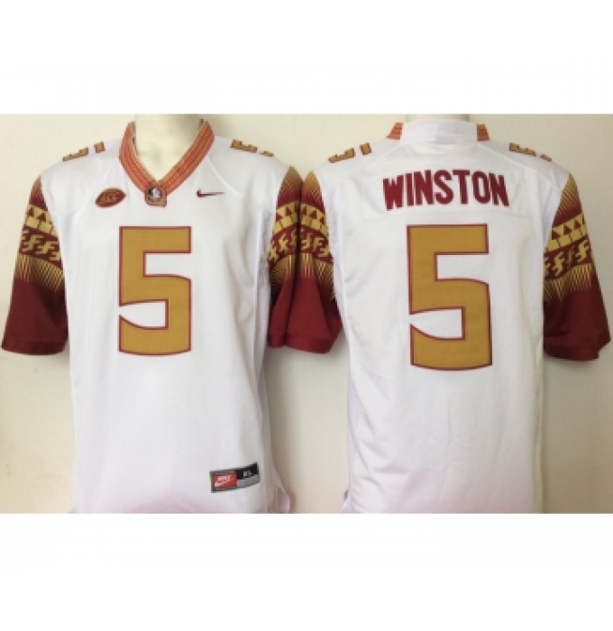 Florida State Seminoles (FSU) 5 Jameis Winston White College Football Jersey