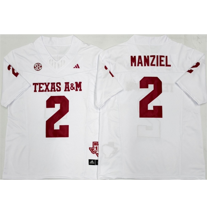 Men's Texas A&M Aggies Lions #2 Johnny Manziel White F.U.S.E. Stitched Jersey