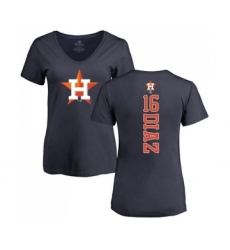 Baseball Women's Houston Astros #16 Aledmys Diaz Navy Blue Backer T-Shirt