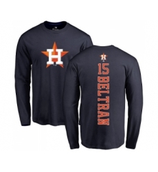 MLB Nike Houston Astros #15 Carlos Beltran Navy Blue Backer Long Sleeve T-Shirt