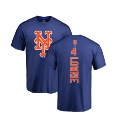 Baseball New York Mets #4 Jed Lowrie Royal Blue Backer T-Shirt
