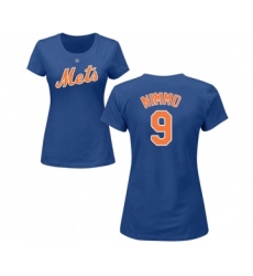Baseball Women's New York Mets #9 Brandon Nimmo Royal Blue Name & Number T-Shirt