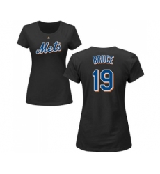 MLB Women's Nike New York Mets #19 Jay Bruce Black Name & Number T-Shirt