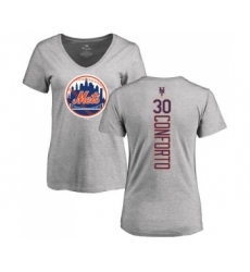MLB Women's Nike New York Mets #30 Michael Conforto Ash Backer T-Shirt