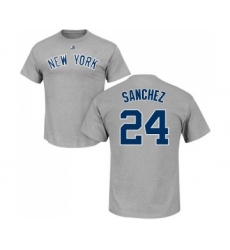 MLB Nike New York Yankees #24 Gary Sanchez Gray Name & Number T-Shirt