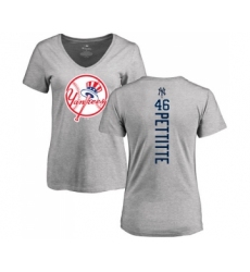 MLB Women's Nike New York Yankees #46 Andy Pettitte Ash Backer T-Shirt