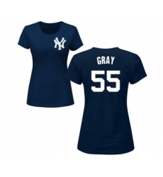 MLB Women's Nike New York Yankees #55 Sonny Gray Navy Blue Name & Number T-Shirt