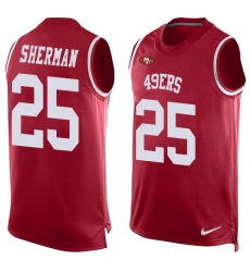 Men's Nike San Francisco 49ers #25 Richard Sherman Limited Red Player Name & Number Tank Top NFL Jersey