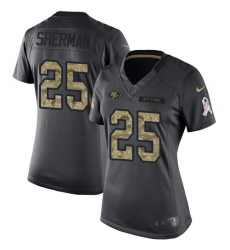 Women's Nike San Francisco 49ers #25 Richard Sherman Limited Black 2016 Salute to Service NFL Jersey