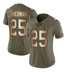 Women's Nike San Francisco 49ers #25 Richard Sherman Limited Olive/Gold 2017 Salute to Service NFL Jersey
